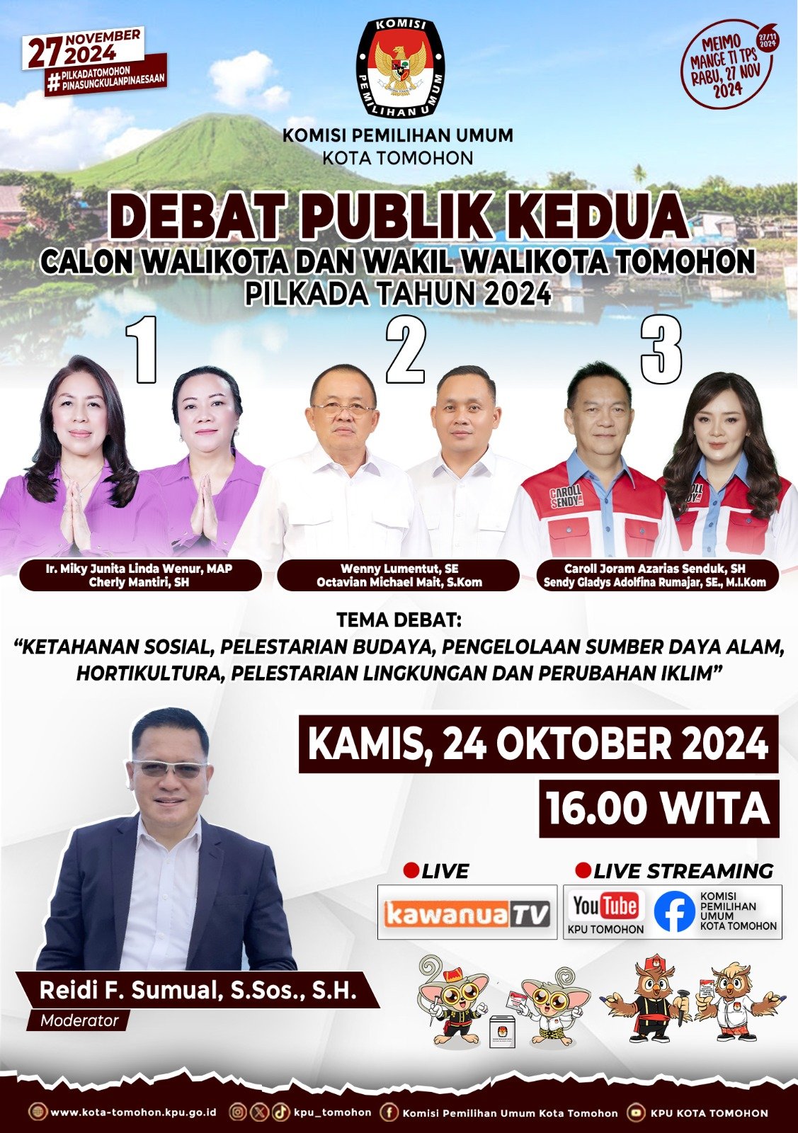 Debat Publik Kedua Calon Wali Kota dan Wakil Wali Kota Tomohon Pilkada Tahun 2024