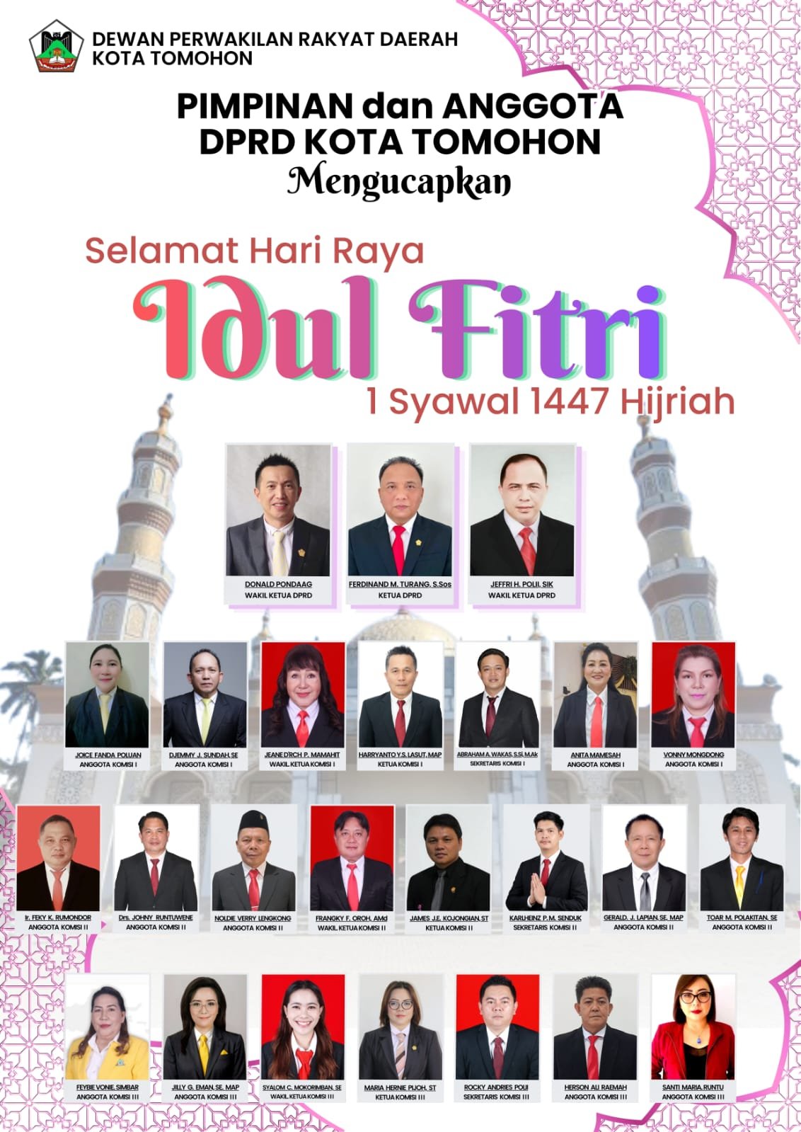 DPRD Tomohon Ucapkan Selamat Idul Fitri 1447 Hijriah